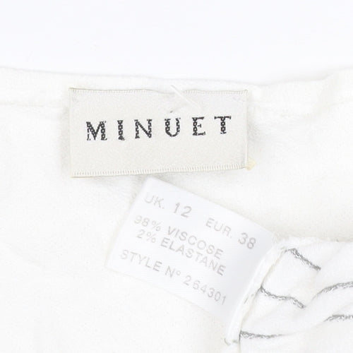 Minuet Women’s White Striped Jersey 3/4 Sleeve T-Shirt Size 12