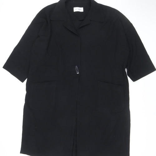 Gail Hoppen Womens Black Wool Mid-Length Overcoat Size 10