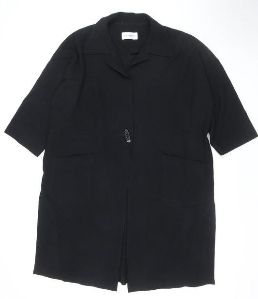 Gail Hoppen Womens Black Wool Mid-Length Overcoat Size 10