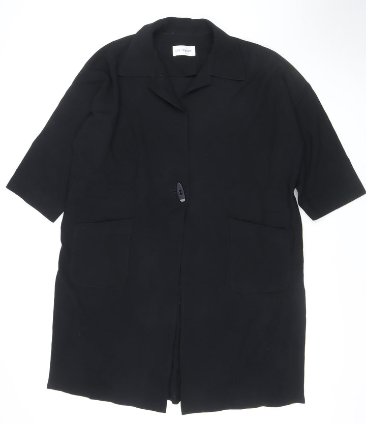 Gail Hoppen Womens Black Wool Mid-Length Overcoat Size 10