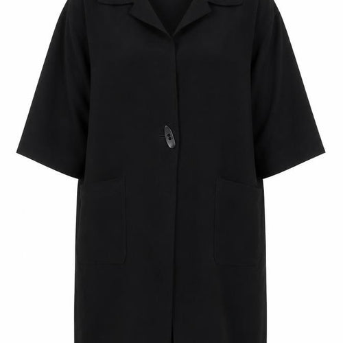 Gail Hoppen Womens Black Wool Mid-Length Overcoat Size 10