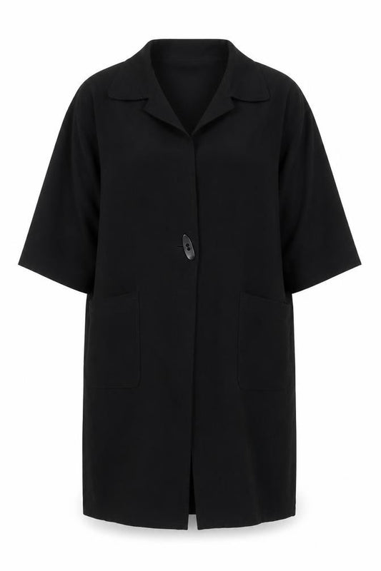 Gail Hoppen Womens Black Wool Mid-Length Overcoat Size 10