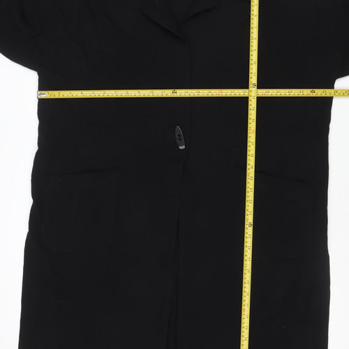 Gail Hoppen Womens Black Wool Mid-Length Overcoat Size 10