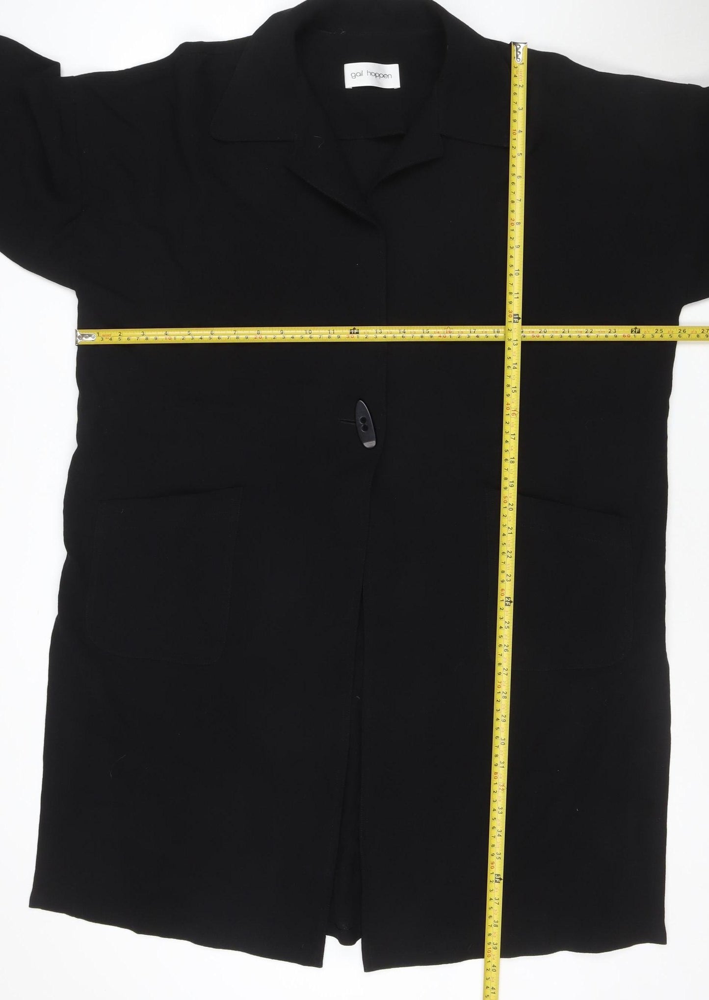 Gail Hoppen Womens Black Wool Mid-Length Overcoat Size 10