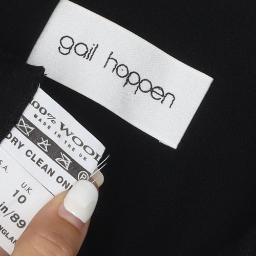Gail Hoppen Womens Black Wool Mid-Length Overcoat Size 10