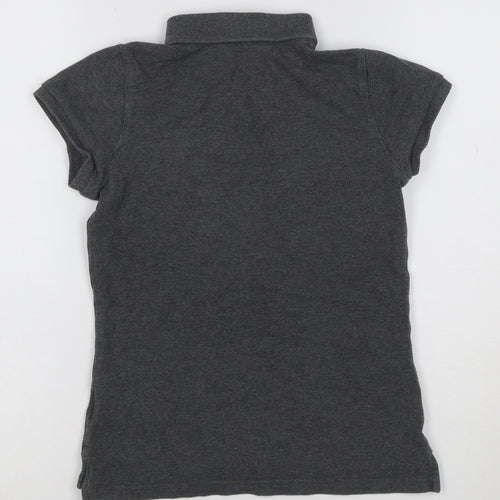 Ralph Lauren Womens Charcoal Grey Polo Shirt L Classic Short Sleeve Cotton