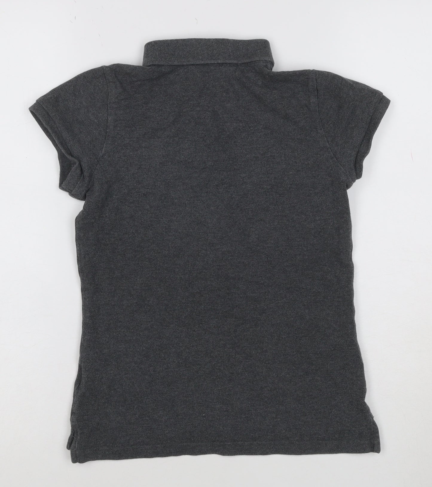 Ralph Lauren Womens Charcoal Grey Polo Shirt L Classic Short Sleeve Cotton