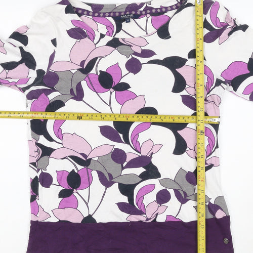 Maine New England Womens Multicoloured Floral Cotton T-Shirt Size 14