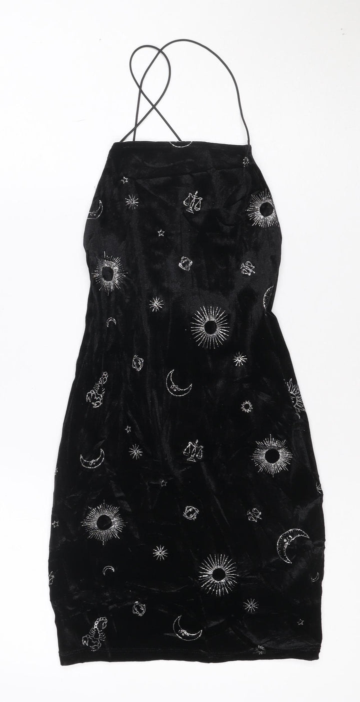 Divided Women’s Black Velvet Zodiac Slip Dress XS