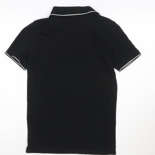H&M Men's Black Slim Fit 1/4 Zip Polo Shirt XS