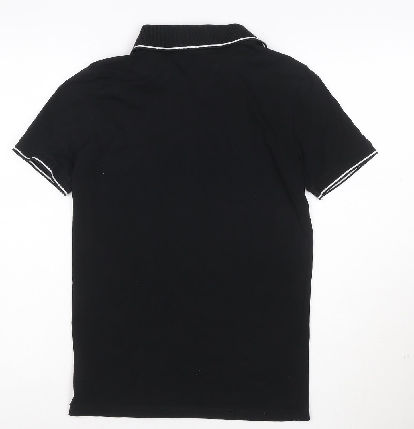 H&M Men's Black Slim Fit 1/4 Zip Polo Shirt XS