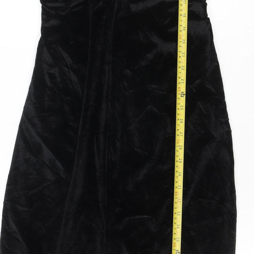 Zara Women Black Velvet Long Sleeve Maxi Wrap Dress L