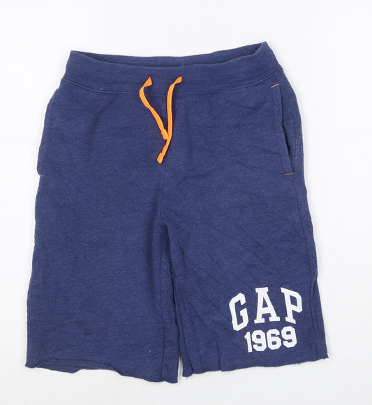 GAP Kids Boys Blue Sweat Shorts 12 Years Regular Fit Cotton Blend
