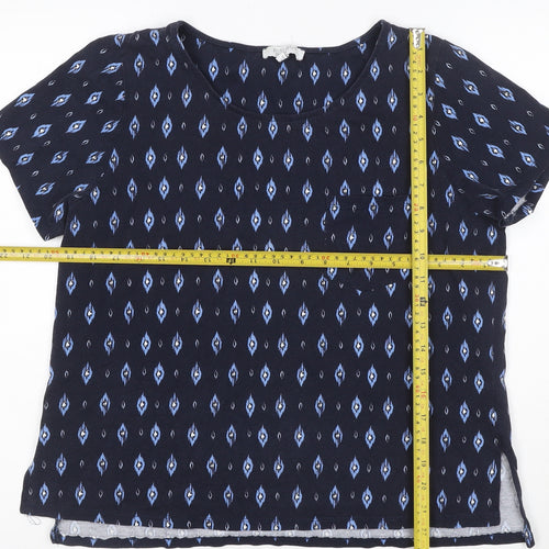 Principles Petite Women's Blue Geometric Cotton Short Sleeve T-Shirt Size 16
