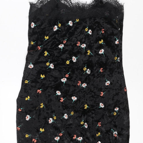 ASOS Women’s Black Floral Velvet Lace Slip Dress Size 6