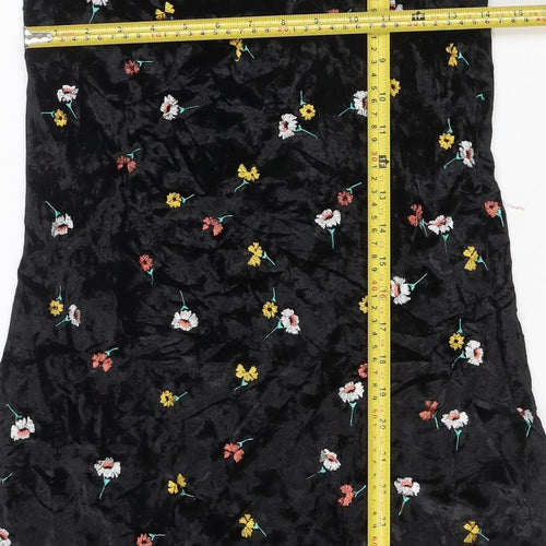 ASOS Women’s Black Floral Velvet Lace Slip Dress Size 6