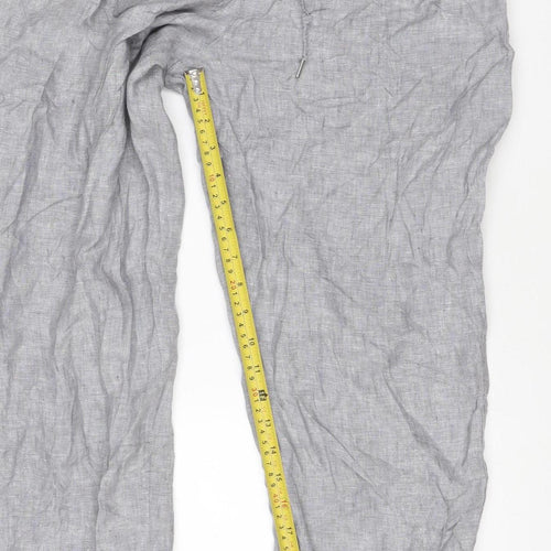 H&M Womens Grey Linen Relaxed Fit Drawstring Trousers Size 12