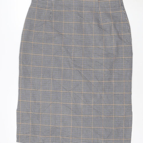 Marks and Spencer Women's Blue Check Pencil Skirt Size 16 Lined Workwear