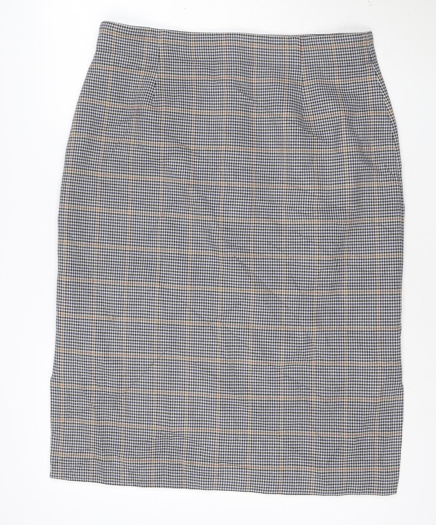 Marks and Spencer Women's Blue Check Pencil Skirt Size 16 Lined Workwear