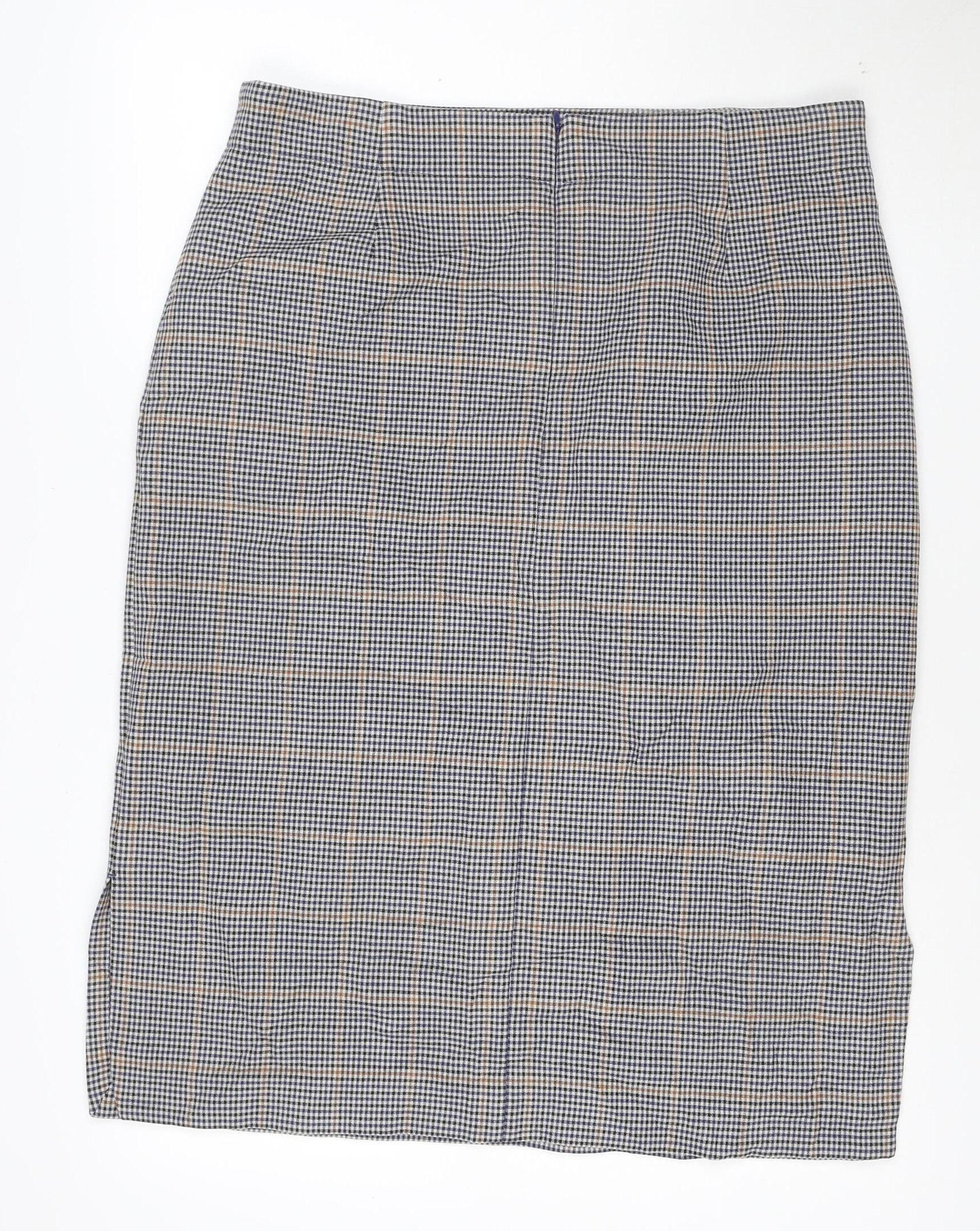 Marks and Spencer Women's Blue Check Pencil Skirt Size 16 Lined Workwear