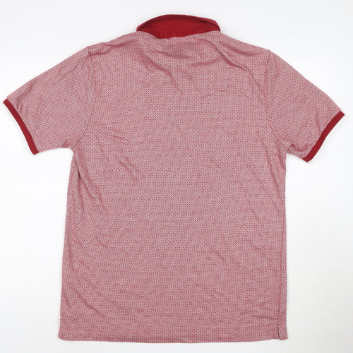 Remus Uomo Jeans Mens Red Geometric Pattern Polo Shirt XL