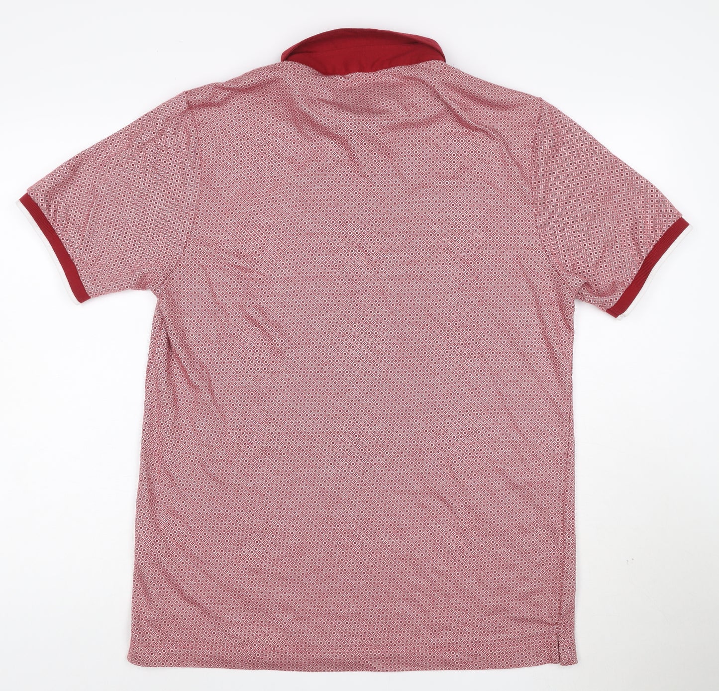Remus Uomo Jeans Mens Red Geometric Pattern Polo Shirt XL