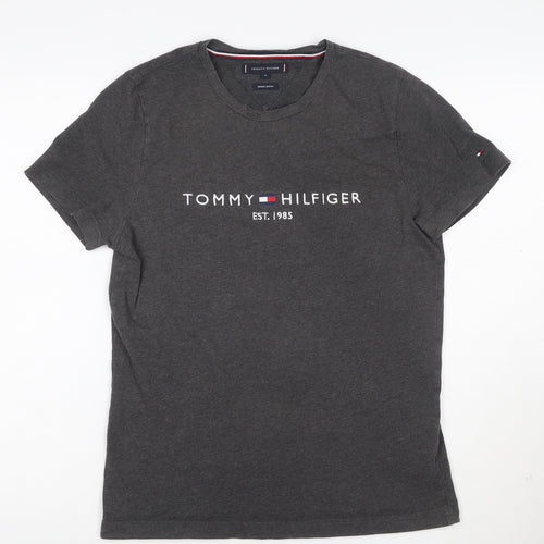 Tommy Hilfiger Men's Charcoal Organic Cotton Crew Neck T-Shirt M