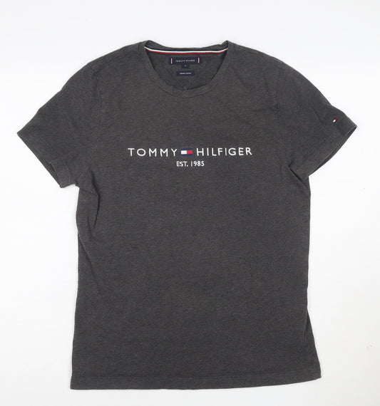 Tommy Hilfiger Men's Charcoal Organic Cotton Crew Neck T-Shirt M