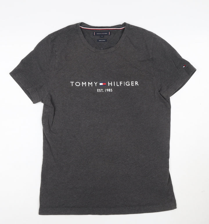 Tommy Hilfiger Men's Charcoal Organic Cotton Crew Neck T-Shirt M
