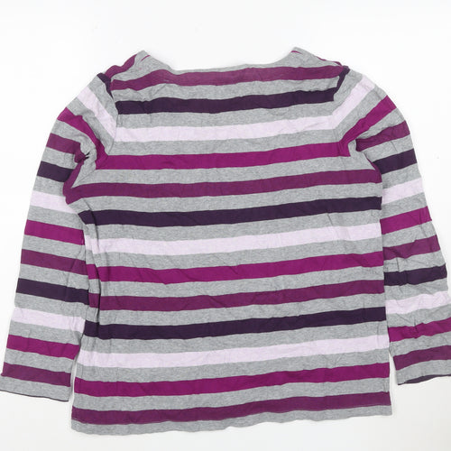 Maine New England Womens Multicoloured Striped Long Sleeve Cotton T-Shirt Size 16