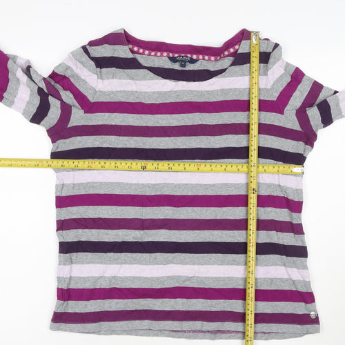 Maine New England Womens Multicoloured Striped Long Sleeve Cotton T-Shirt Size 16