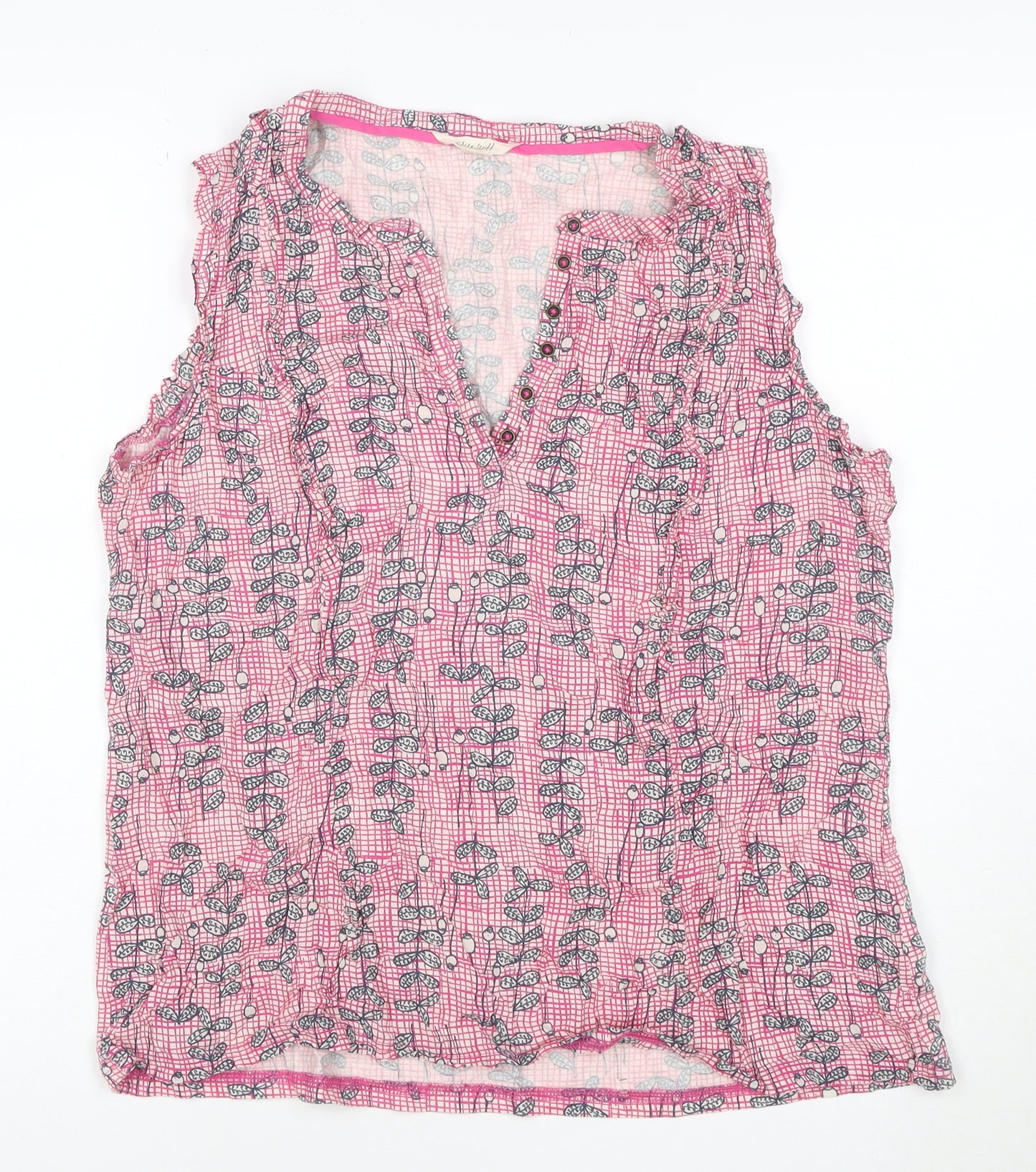 White Stuff Womens Pink Floral Sleeveless Tunic Blouse UK 16