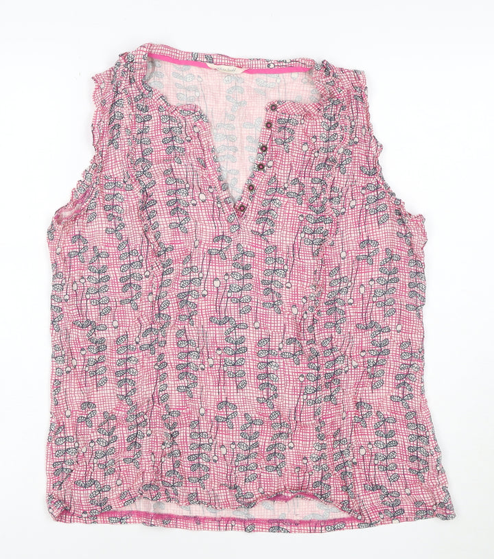 White Stuff Womens Pink Floral Sleeveless Tunic Blouse UK 16