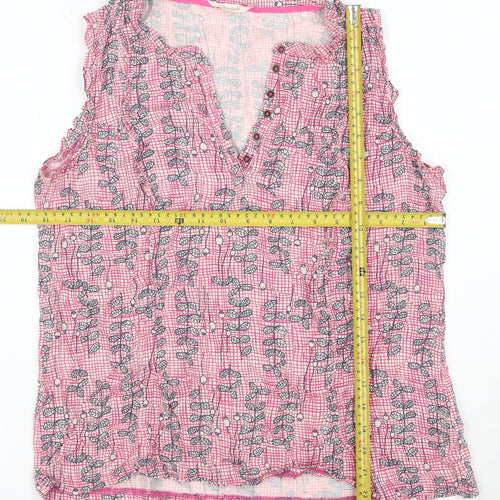 White Stuff Womens Pink Floral Sleeveless Tunic Blouse UK 16