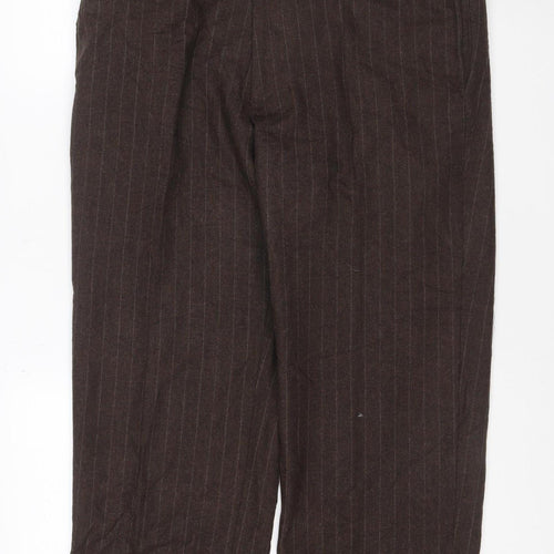Linea Men’s Brown Wool Blend Pinstripe Dress Trousers 36L
