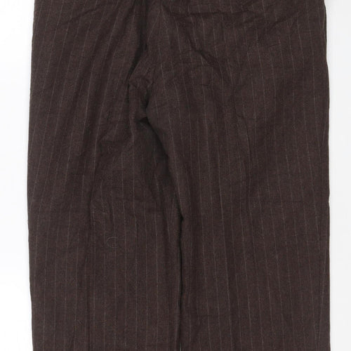 Linea Men’s Brown Wool Blend Pinstripe Dress Trousers 36L