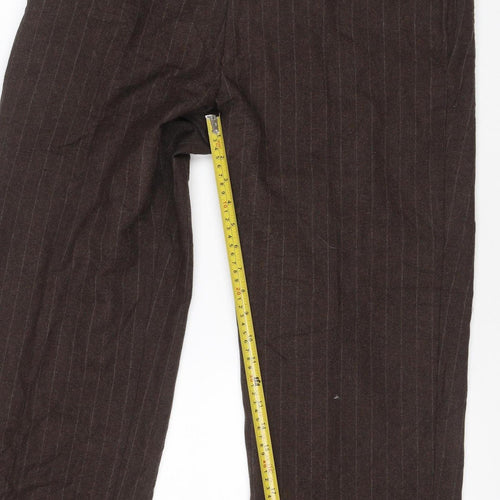 Linea Men’s Brown Wool Blend Pinstripe Dress Trousers 36L