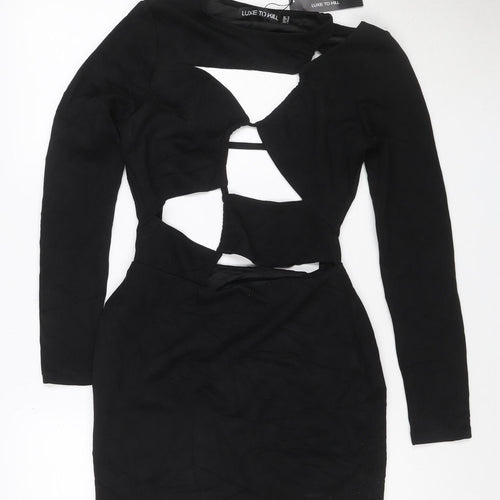 Luxe To Kill Women's Black Cut Out Long Sleeve Bodycon Party Dress M