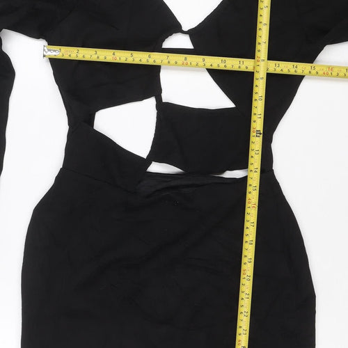 Luxe To Kill Women's Black Cut Out Long Sleeve Bodycon Party Dress M