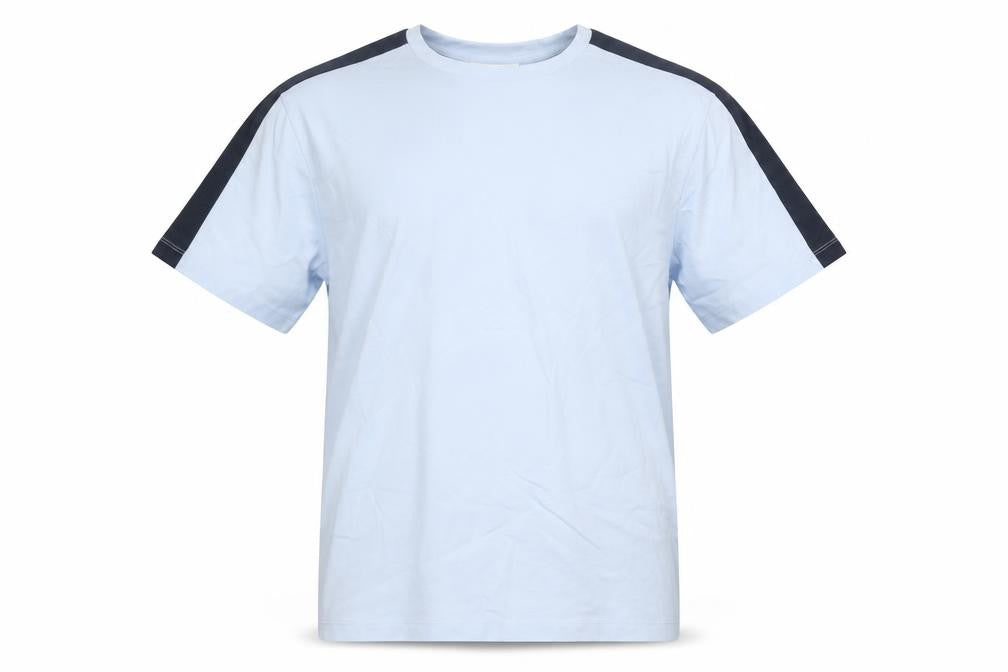 Front view of Reiss Men's Light Blue Crew Neck Cotton T-Shirt, size M