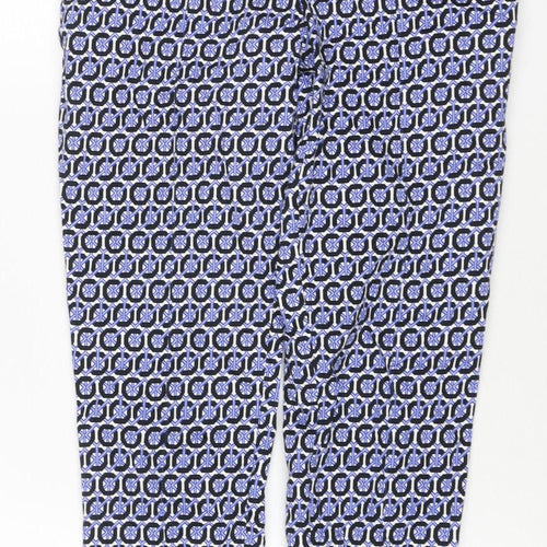 H&M Unisex Multicoloured Geometric Slim Trousers 2XS Cotton Blend