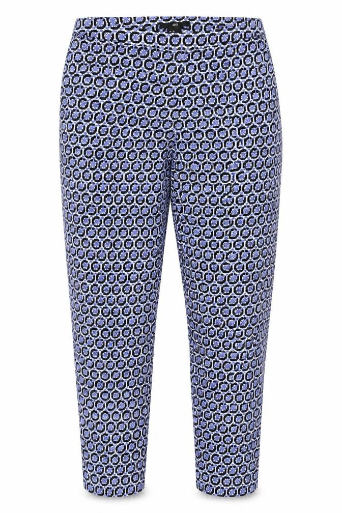 Front view of H&M unisex multicoloured geometric slim trousers 2xs cotton blend