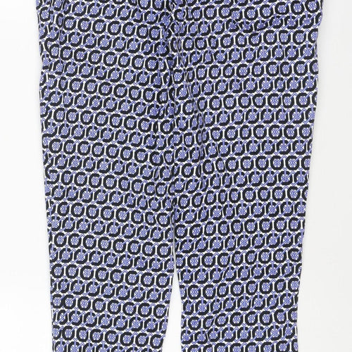 H&M Unisex Multicoloured Geometric Slim Trousers 2XS Cotton Blend