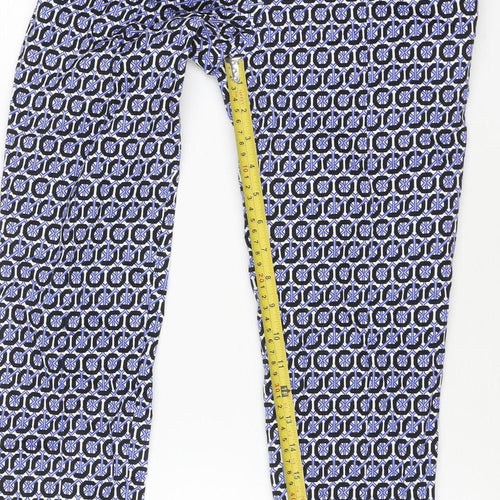 H&M Unisex Multicoloured Geometric Slim Trousers 2XS Cotton Blend