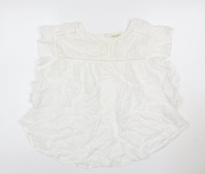 Marks and Spencer Women White Embroidered Boho Blouse Size 16