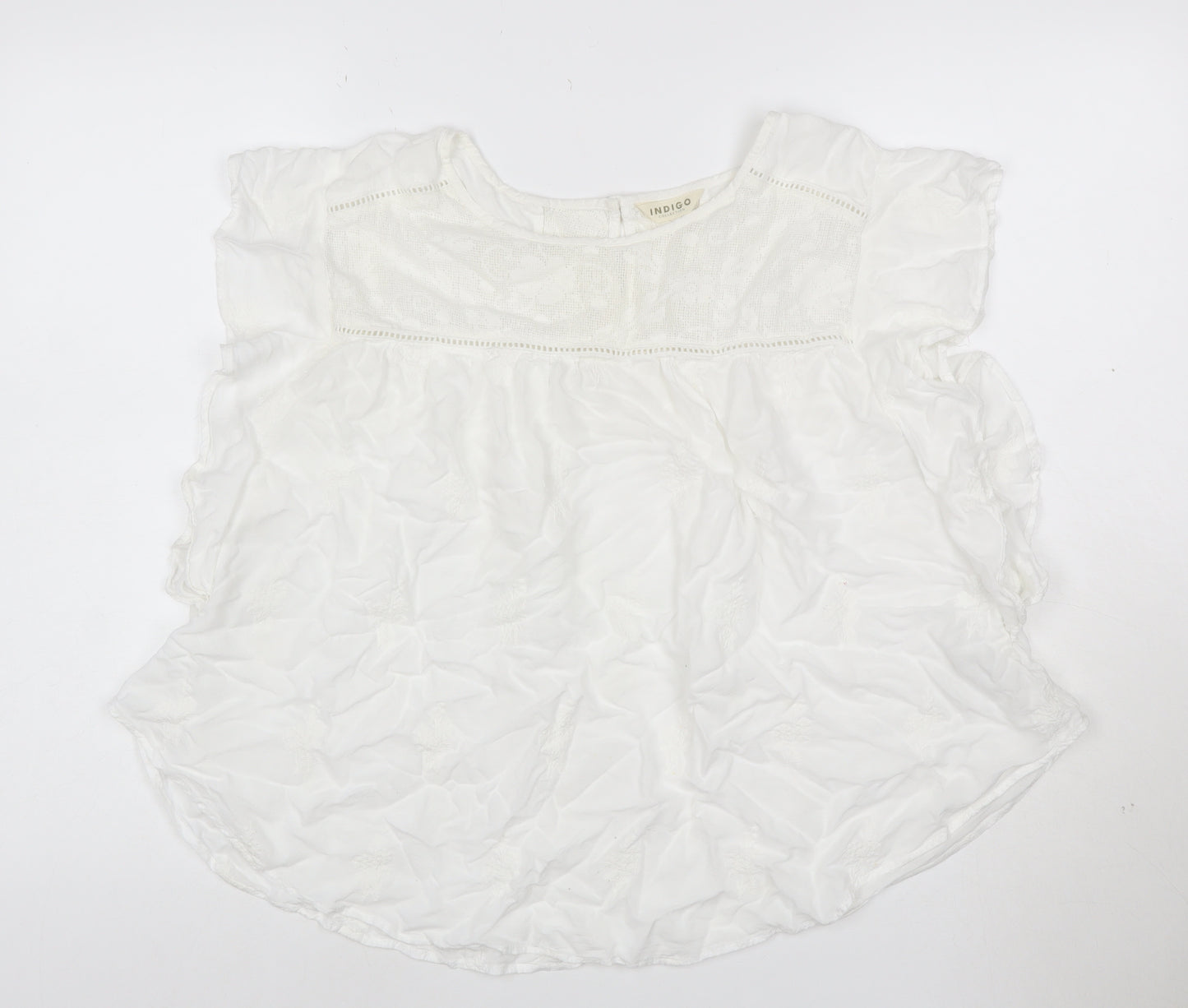 Marks and Spencer Women White Embroidered Boho Blouse Size 16