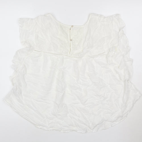 Marks and Spencer Women White Embroidered Boho Blouse Size 16