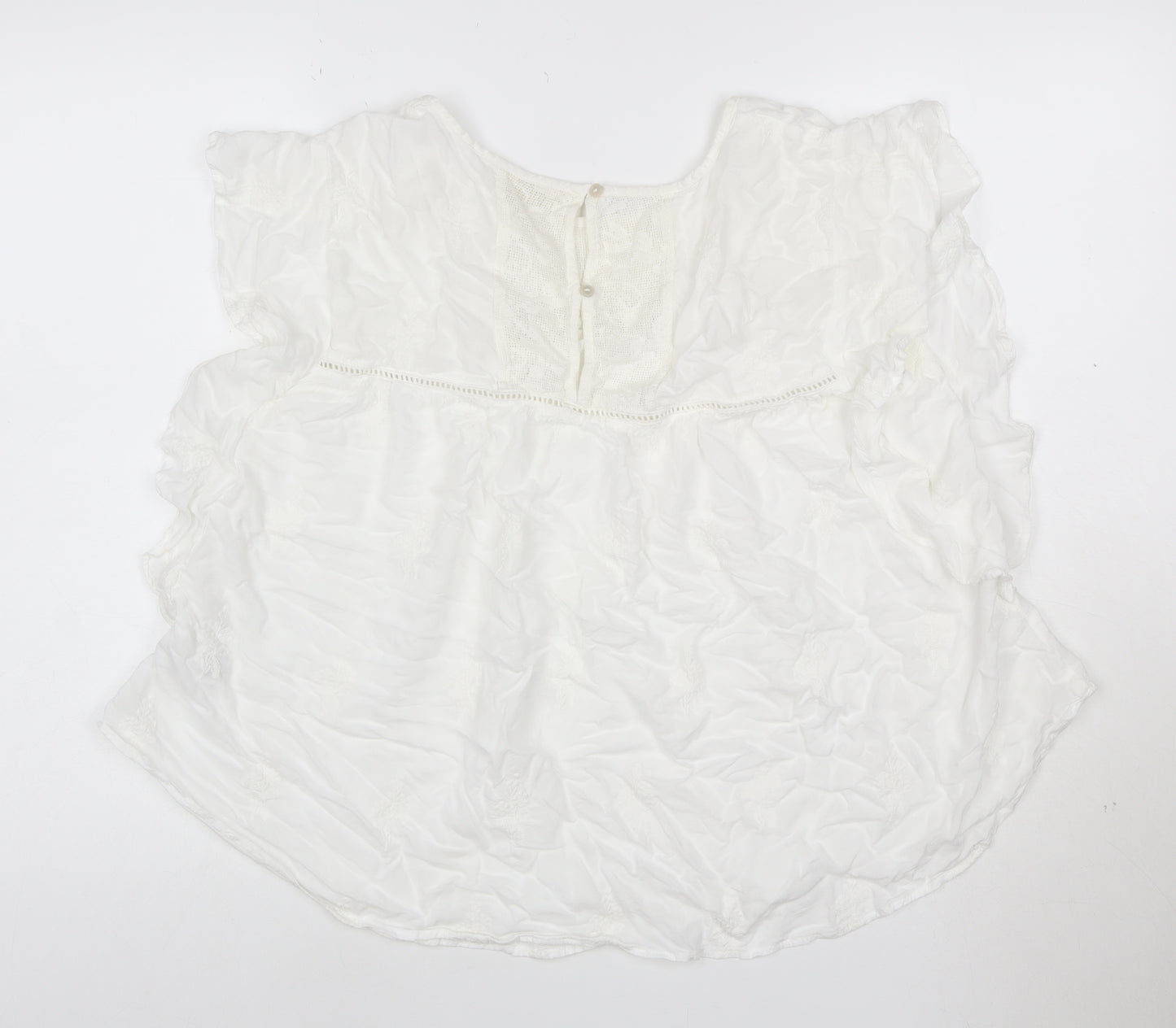 Marks and Spencer Women White Embroidered Boho Blouse Size 16