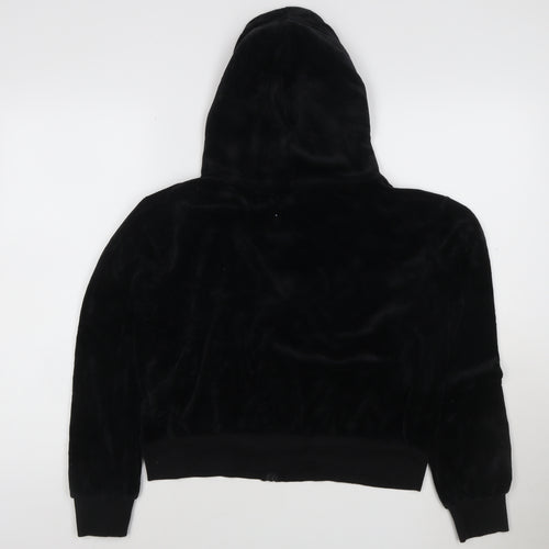Boohoo Womens Black Velour Full Zip Hoodie UK 14