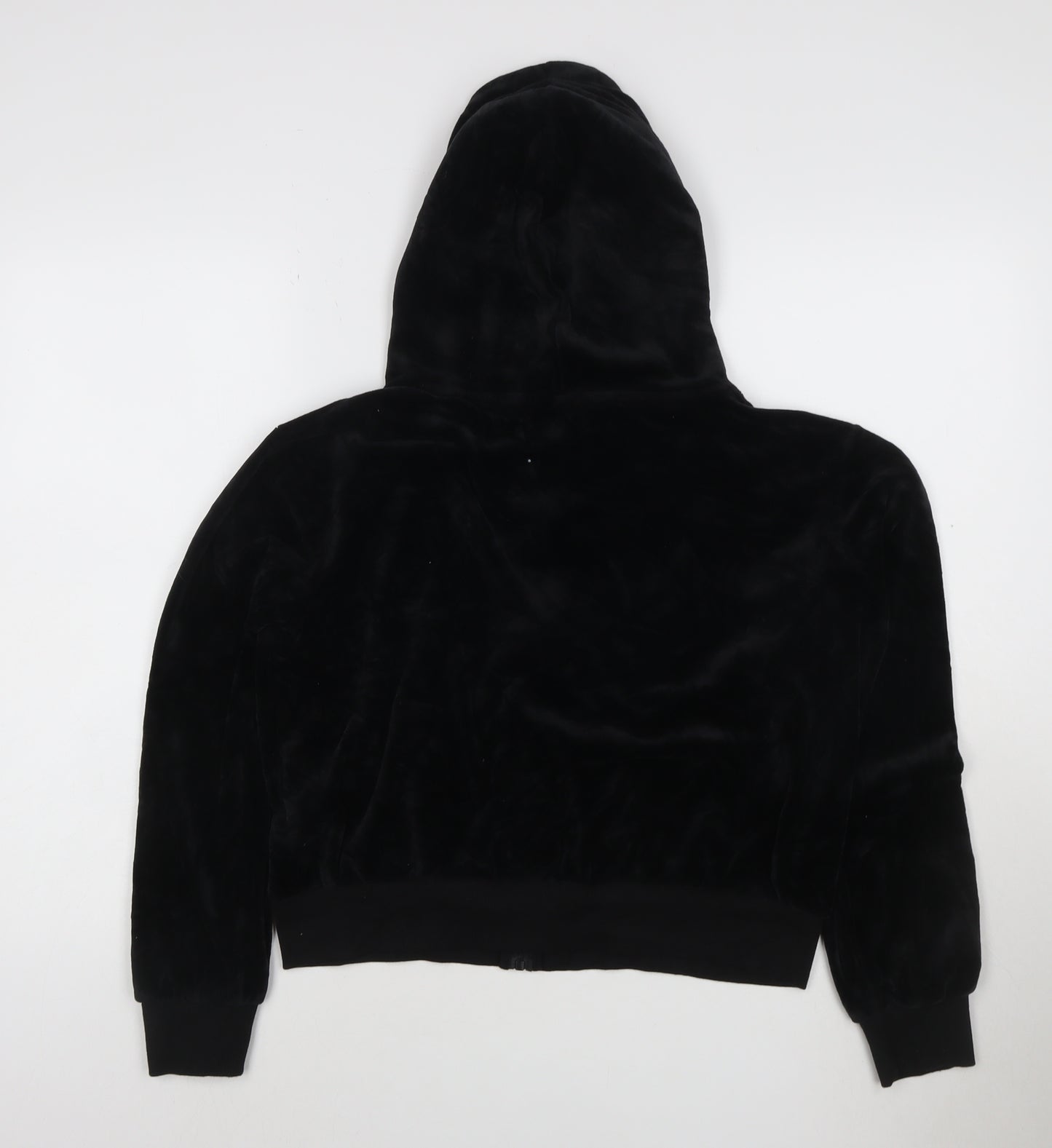 Boohoo Womens Black Velour Full Zip Hoodie UK 14